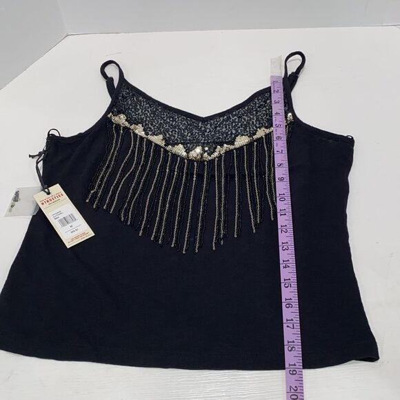 Idyllwind Black Powell Sequin Fringe Cami Top Women's Medium Adjustable Straps - Picture 10 of 16